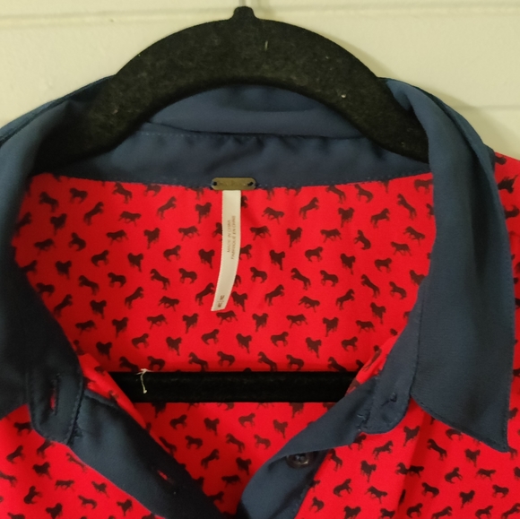 Free People Horse Print Loose for collared shirt - Picture 3 of 7